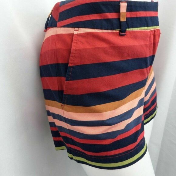 LOFT RED & BLUE STRIPED CASUAL DRESS CHINO COTTON CLASSIC VACAY SHORTS SZ: 8 NWT - Picture 3 of 4